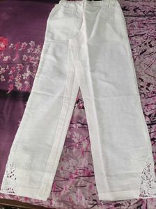 Elegant White Lace Trimmed Palazzos