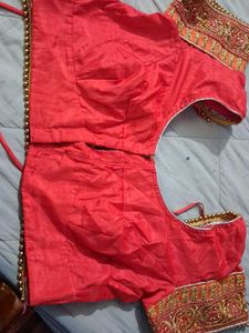Embroidered Red Silk Saree