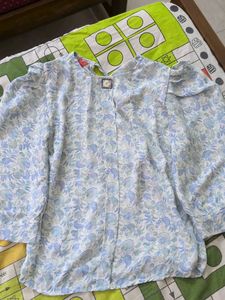 Light Blue Floral Print Blouse