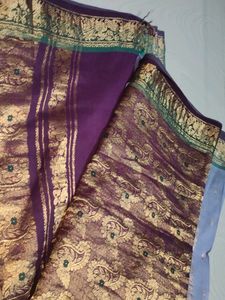 Cotton Blend Pure Gadwal Pattu Saree