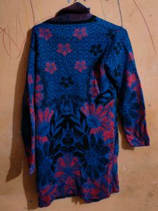 Kashmiri Style Woollen Pheran Winter Dress with Fl