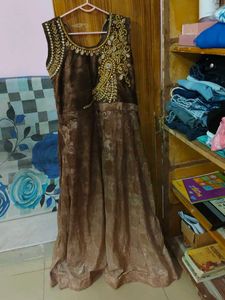 Elegant Embellished Brown Ethnic Gown