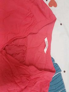 pinkish red button half shirt top