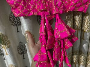 Elegant Pink &amp; Gold Embroidered Blouse