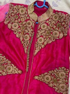 Elegant Pink &amp; Gold Ethnic Gown