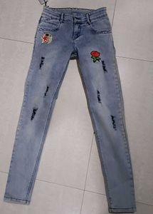 Light Wash Distressed Jeans with Patches 💕