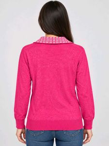 Chic Pink Collared Knit Top