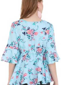 Floral Print Flared Sleeve Top