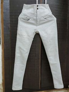 High Waisted Light Grey Jeans