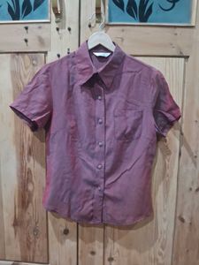 Vintage Maroon Short Sleeve Button-Up