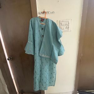 Elegant Teal Kurta Set with Embellishments