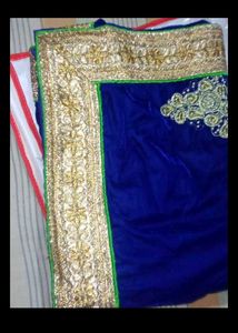 Royal Blue Embellished Saree