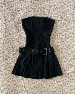 y2k Black Strapless Mini Dress (no belt)