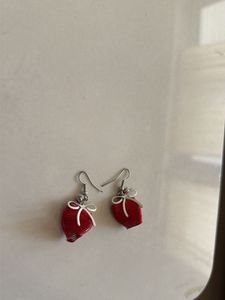 Red Bow Ribbon Earrings