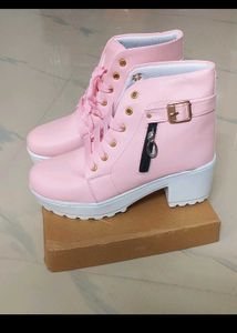Cute Pink Lace-Up Platform Boots