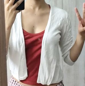 White Cropped Cardigan
