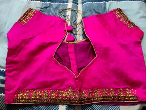 Lime Green beautiful Saree with contrast blouse
