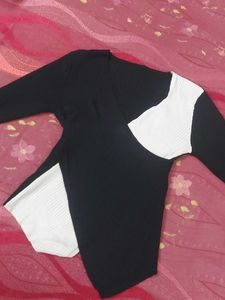 knit Black & White Top