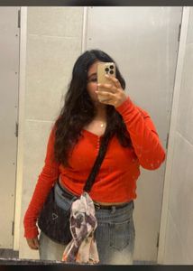 Chic Orange Long Sleeve Top