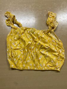 Yellow Floral Off-Shoulder Crop Top