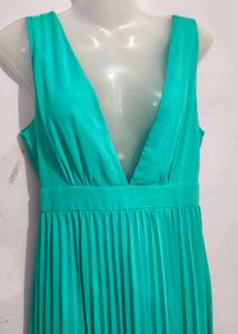 Teal Pleated Maxi Dress