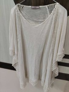 Boho White Crochet Trim Tunic