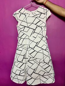 Abstract Printed Rayon Mini Dress for Women