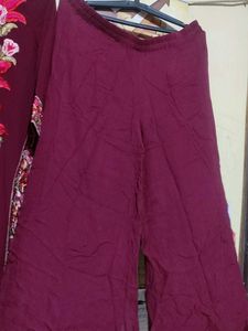 Maroon Embroidered Kurta Set