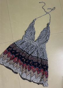 Patterned Halter Neck Dress