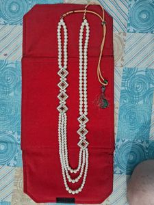Groom Haar Elegant Pearl &amp; Stone Necklace Set