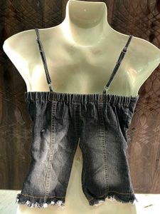 Distressed Denim Corset Top