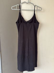 Black Ribbed Spaghetti Strap Dress
