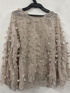 Sheer Floral Embellished Blouse