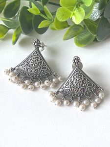 Pearl Drop Triangle Earring