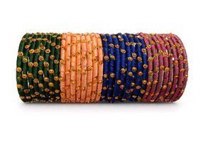Silk Thread Bangles combo offer set of 4 dozens