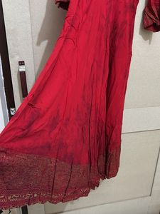 Red Embroidered Kurta With Dupatta
