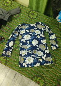 Navy Floral Long Sleeve Top