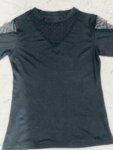 Sheer Black Top and jeggs combo