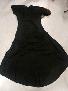 Black Kurta with Orange Border