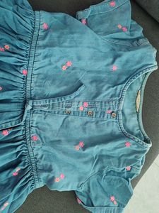 Girls' Blue Denim Flower Dress