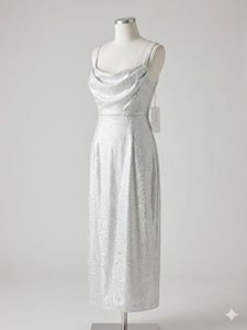 Elegant Silver Print Midi Dress