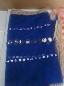Royal Blue Dupatta with Mirror Work