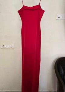 Red Maxi Dress with Thigh Slit