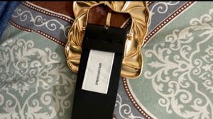 ZARA Black Leather Belt with Gold Buckle