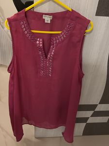 Magenta Sleeveless Blouse