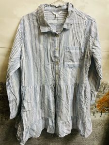 Blue Striped Tiered Tunic dress