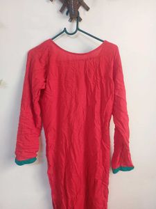 Combo Red Kurta And Denim shirt