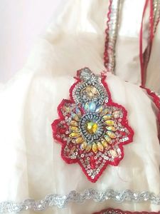 Very Beautiful Wedding Wear Red And White Maxi