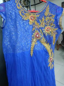 Blue Embroidered Ethnic Gown