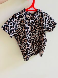 Leopard Print Mock Neck Top
